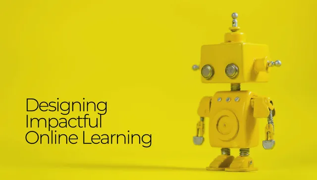 AI robot and text 'designing impactful online learning'